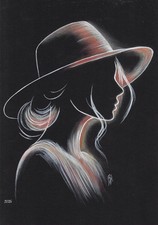 modern woman illustration, original painting A4 acrylic work