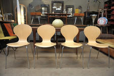 4 Design Metal and Wood 1970 Stackable Chairs