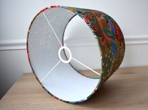 Abat jour paon fleurs 30cm - abat-jour, paon,