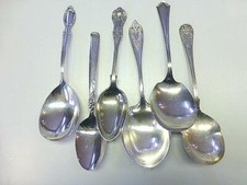 6 MCM Art Deco Silverplate Berry Casserole Serving Spoon HOLIDAY BUFFET Craft