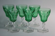 VAL SAINT LAMBERT 6 Verres cristal vert ouraline Lalaing (59837)