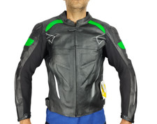 Veste De Moto En Cuir Vert