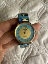 Clio Blue Quartz Watch with Turquoise Stretch Band Working New Battery