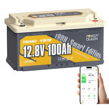 Power Queen Bluetooth Batterie Lithium 12V 100Ah 190H Batterie LiFePO4 &BMS 100A