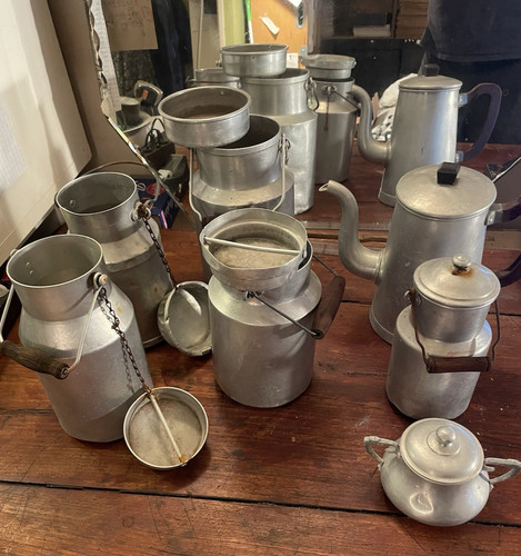 Anciens pots lait - anciens, aluminium