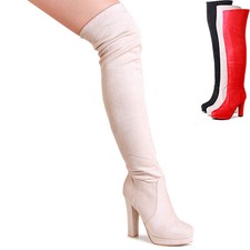 Chaussures Femme Cuissardes Plateforme Cuissardes Velours Bottes Retroussable