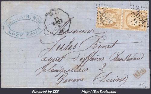 France 55x2 sur lettre - n°55x2, pour