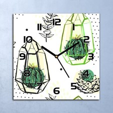Horloge Murale Design En Verre Serre Cactus Cactus Tropical 30x30