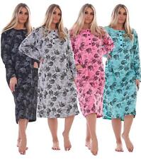 Women Thermal Nightdress Long Sleeve Cotton Brushed Floral Comfort Nightwear