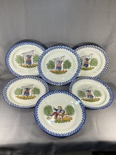 ANCIENNES ASSIETTES FAÏENCE CHAROLLES 1930 , POCHOIR, PETIT PLAT , ST CLÉMENT .