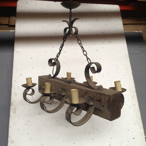 Lustre rustique bois plus - rustique,