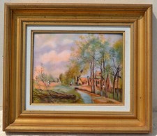 peinture grand émail Limoges Camille Fauré d'ap. COROT n°1/8 Route Sin le Noble
