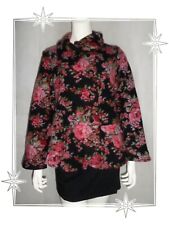 H - Veste Fantaisie Noire Rose Imprimée Laine Bouillie Les Habits de Lalie T 38