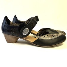 Rieker Anti Stress Sandal Black Size 40 US 9 Mirjam Mary Jane Leather Shoe
