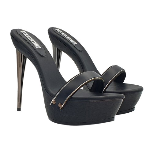 Mule sexy noir avec bande - sexy,