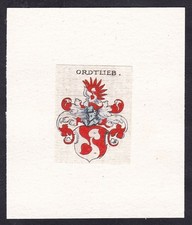Ortlieb Nuremberg Blason Coat D'Armes Heraldique Gravure 17E Siècle