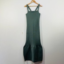 Elka Collective Ribbed Maxi Dress Dark Green Strappy Knit Mermaid Maxi