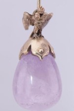 Antique Fabergé Pâques Oeuf Pendentif 14 or Et Main Sculpté Rose Quartz c1890