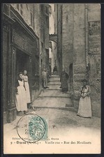 Old postcard Grasse, Rue des Moulinets, view from the street 1906 