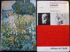 Manuels scolaires Français 2 volumes Littérature expliquée Au jardin des lettres