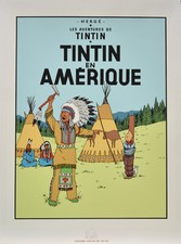 HERGÉ .TINTIN . SERIGRAPHIE -  TINTIN EN AMERIQUE
