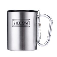 tasse mousqueton inox double paroi - tasse randonnée avec couvercle - camping...