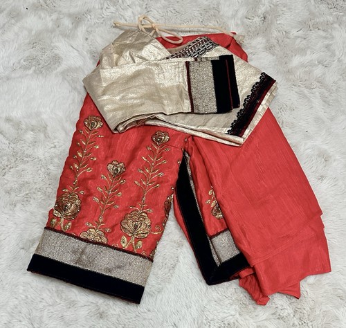 Sari femme rouge brodé - , doré
