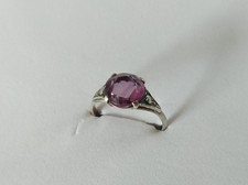 ANTIQUE ART DECO RING SOLID SILVER STONES 1930 Marcassite Amethyst 