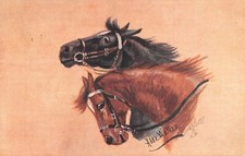 Postcard fantasy / illustrator / representing two horses