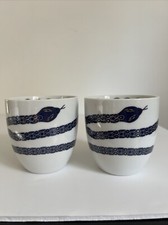 BoConcept Collectors Item No Handle Tumblers 12 oz Cups Snake Blue Gold Boho