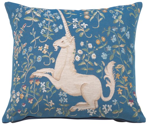 Licorne fleuri blue tapestry - blue,