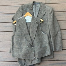 Vintage Polo Ralph Lauren 3 Piece Tweed Suit Vest Pants Herringbone USA 70s 80s