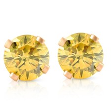 VS 1/3 Ct TW Fancy Canary Yellow Lab Diamond Studs 14K Yellow Gold Lab Grown