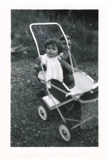 OLD PHOTOGRAPH 1955 TWO CHILDREN OLD STROLLER