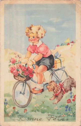 Illustree petite fille a - cp,
