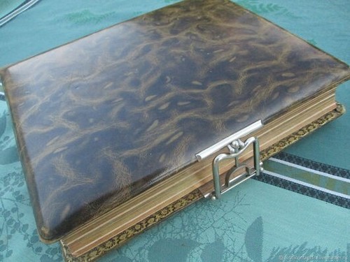 Album photo ancien vagues cuir - album,