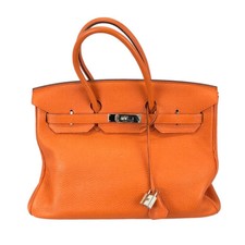 HERMES Birkin 35 □N Stamp Orange SHW Togo Leather #471