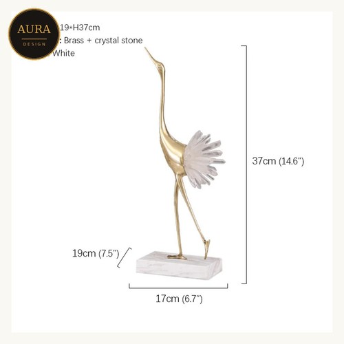 Grue dorée plumes blanches - dorée, à