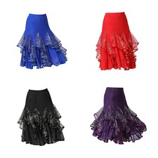 Jupe Danse Latine Robe Danseuse Orientale Jupon Courte Paillettes Costumes
