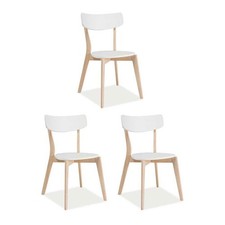 Ensemble De 3 Chaises De Salle À Manger Tibi Chaise De Cuisine Blanche En Chêne