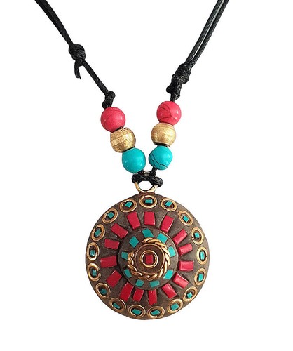 Pendentif tibétain cloisonné - pendentif,