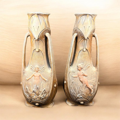 Pair art nouveau vases - of,