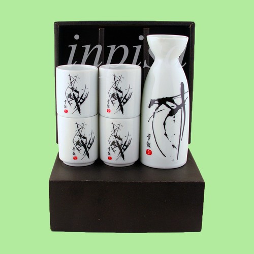 Sake set sumi ink ceramic - sake,