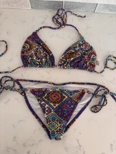 Luli Fama Bikini Set Multicolor Top L Bottom M New No Tags