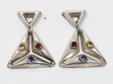 Vintage Dezan sterling modernist earrings w tanzanite by Jean Dinh Van 925 rare