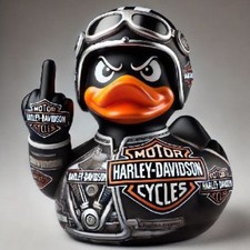 Harley Davidson Skull Duck Resin Figurine - Perfect for Biker Home Decor