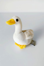 Peluche/Doudou Parlant Oie/Canard Blanc Crème Bec Jaune 14cm  Les Petites Maries