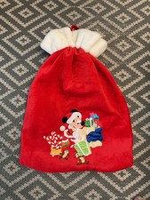 Disney Store santa Mickey & chip n dale embroidered Christmas Plush Red Sack 30"