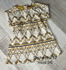 Orchestra 12 Mois Bébé Fille : Robe Mi Saison Écrue Jaune Motifs Géométriques