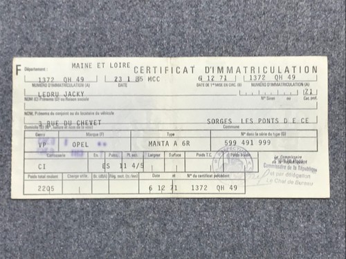 Carte grise ancienne opel - grise, ancienne,
